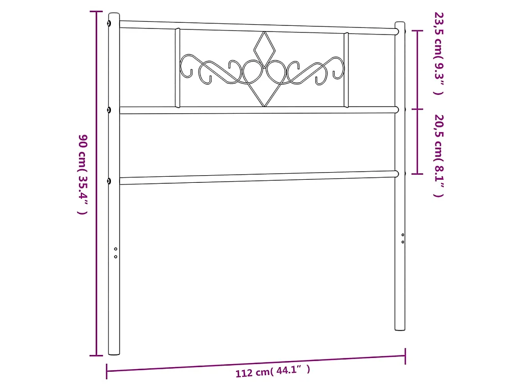 Tête de lit de remplacement métal blanc 100 cm