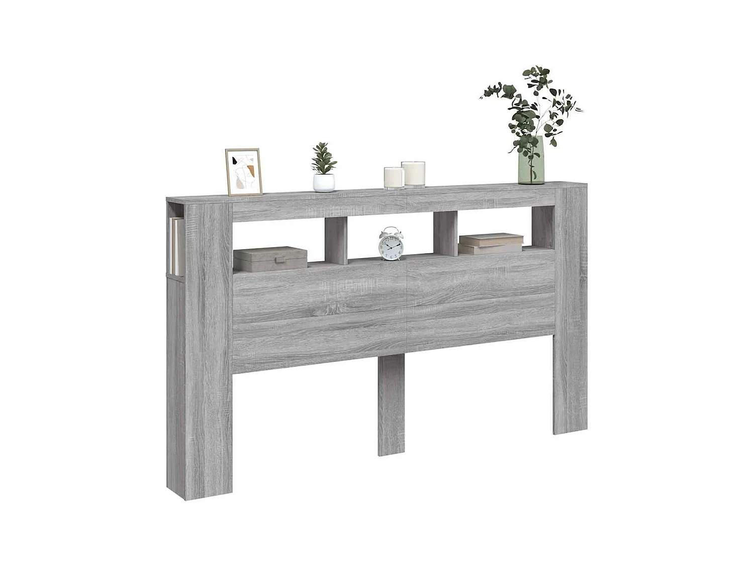 Tête de lit à LED sonoma gris 180x18,5x103,5 cm bois ingénierie