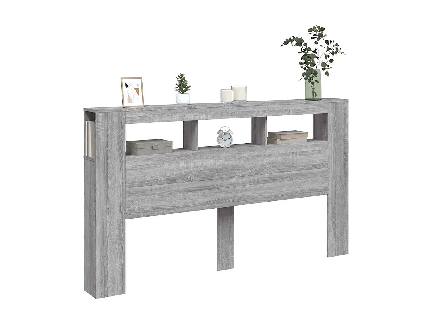 Tête de lit à LED sonoma gris 180x18,5x103,5 cm bois ingénierie