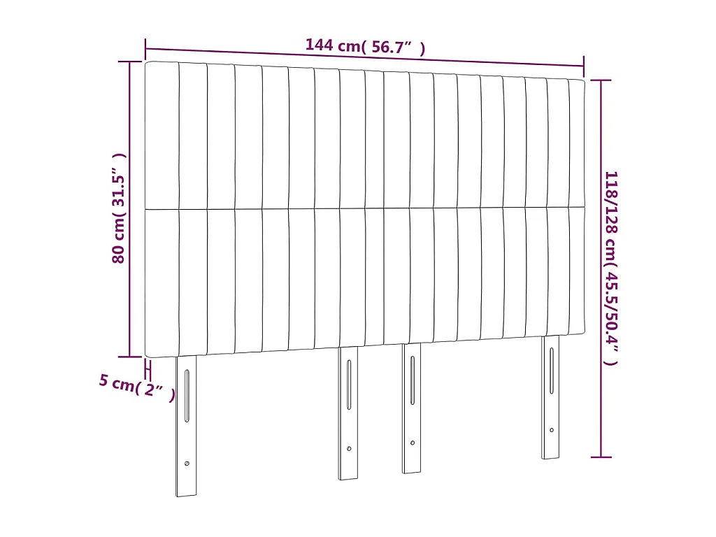 Tête de lit à LED Rose 144x5x118/128 cm Velours