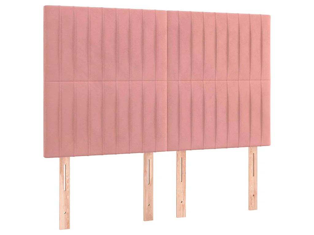 Testiera a LED Rosa 144x5x118/128 cm in Velluto