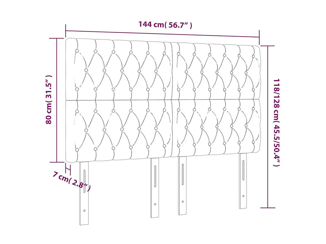 Hoofdbord LED 144x7x118/128 cm fluweel donkergroen