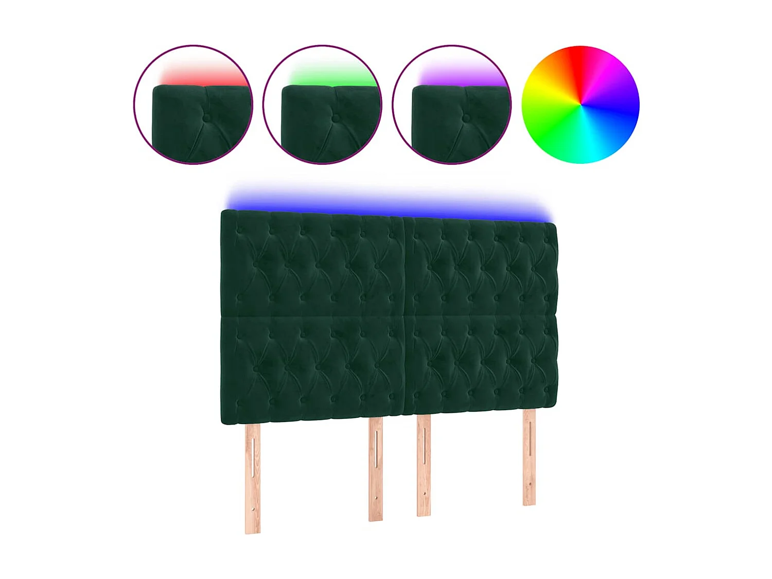 Hoofdbord LED 144x7x118/128 cm fluweel donkergroen