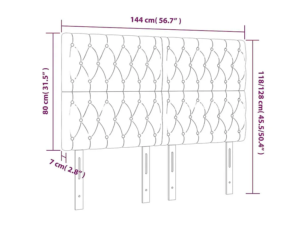 Hoofdbord LED 144x7x118/128 cm fluweel donkergroen