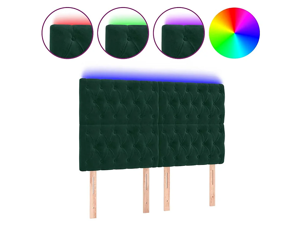 Tête de lit à LED Vert foncé 144x7x118/128 cm Velours