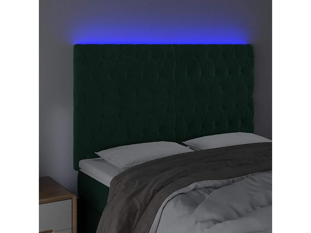 Tête de lit à LED Vert foncé 144x7x118/128 cm Velours