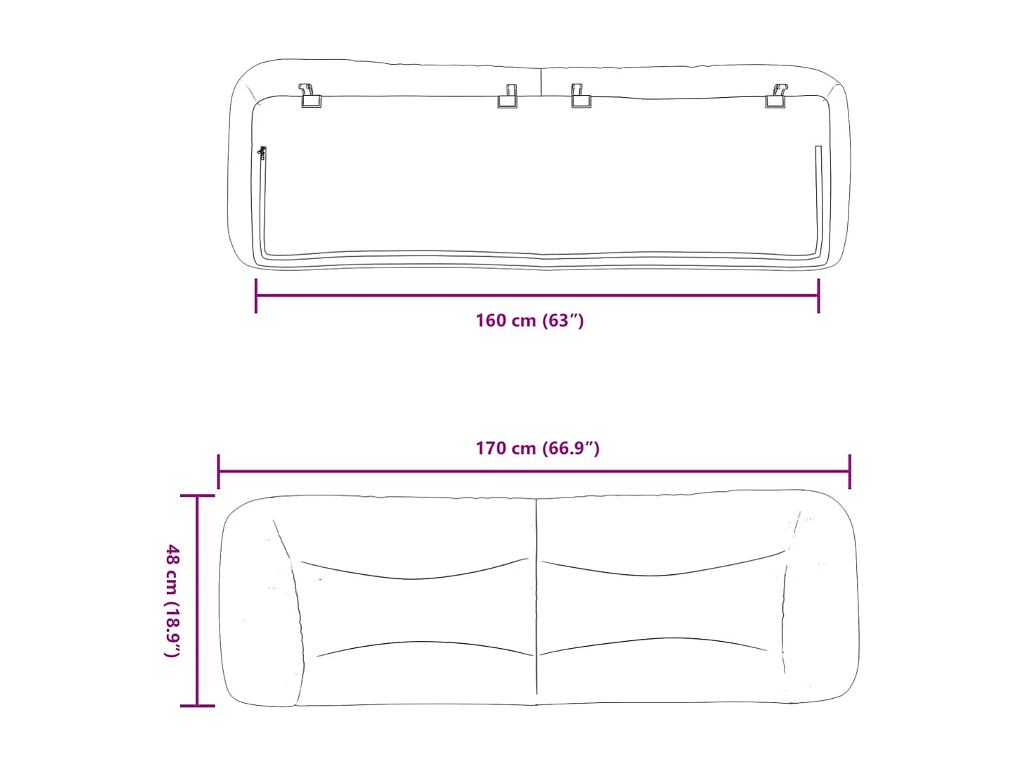 Hoofdbordkussen "Hvar" 160 cm stof donkergrijs
