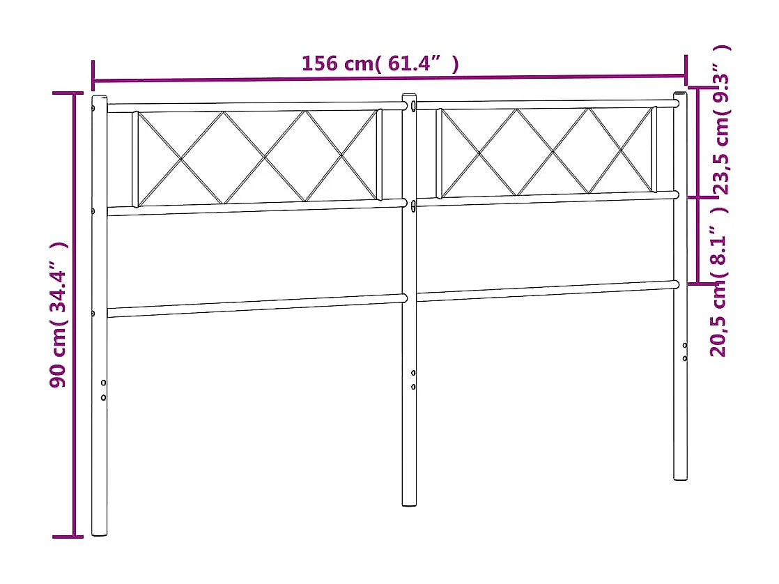Cabeceira de cama 150 cm metal preto