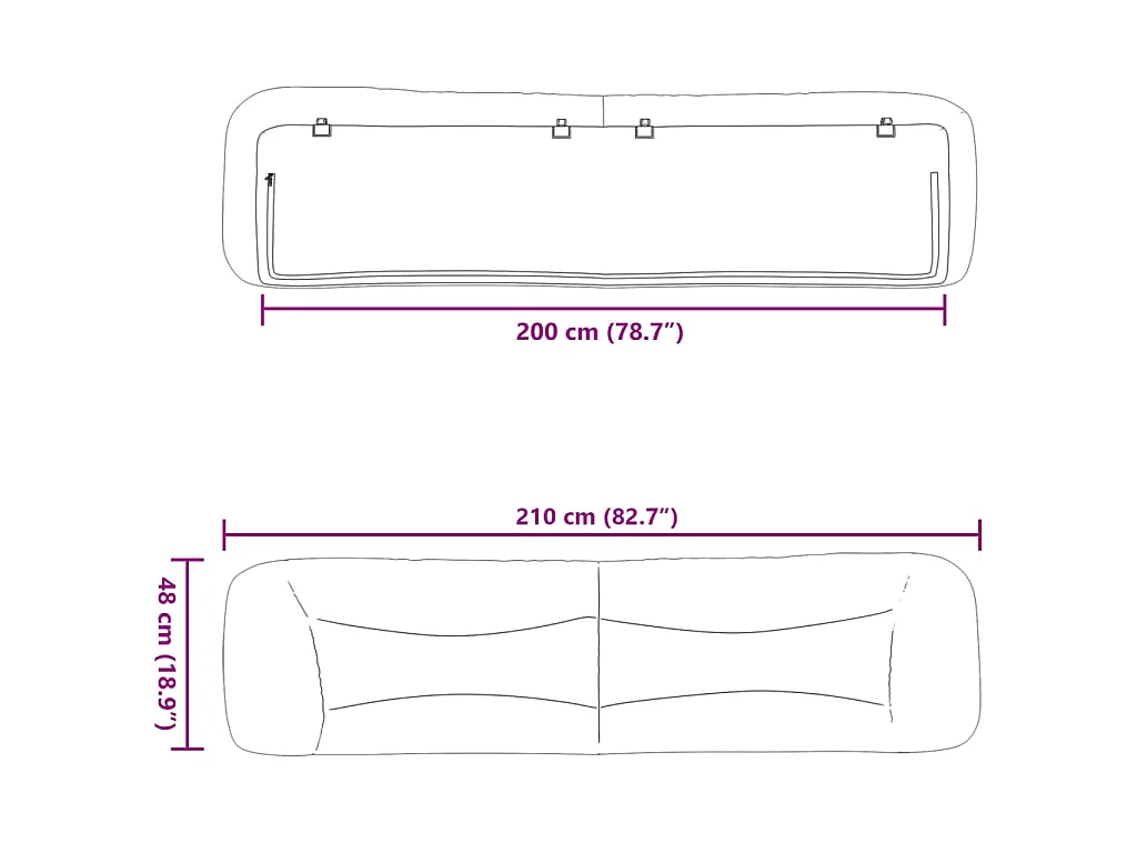 Hoofdbordkussen "Hvar" 200 cm stof lichtgrijs
