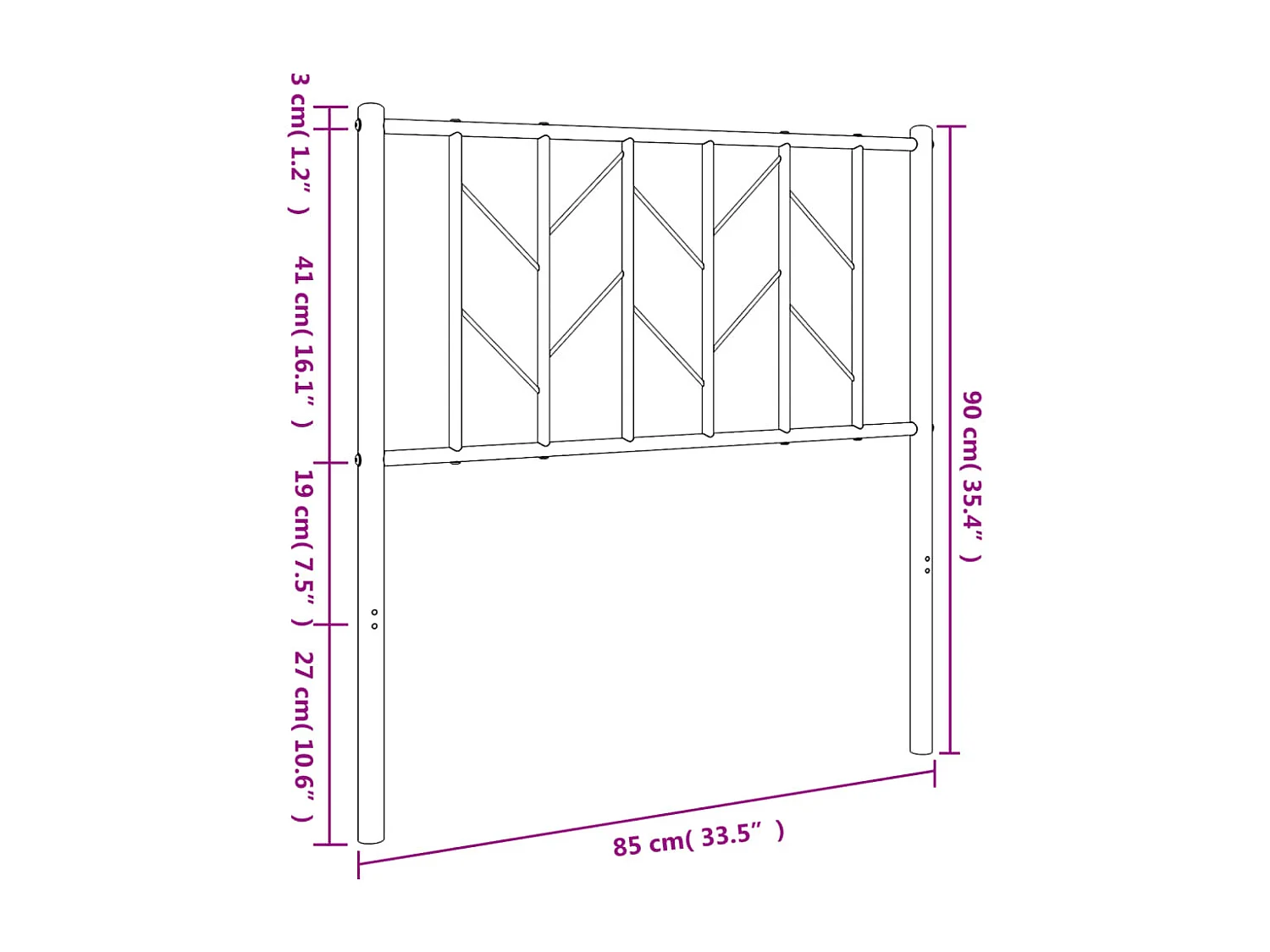 Tête de lit métal blanc 80 cm