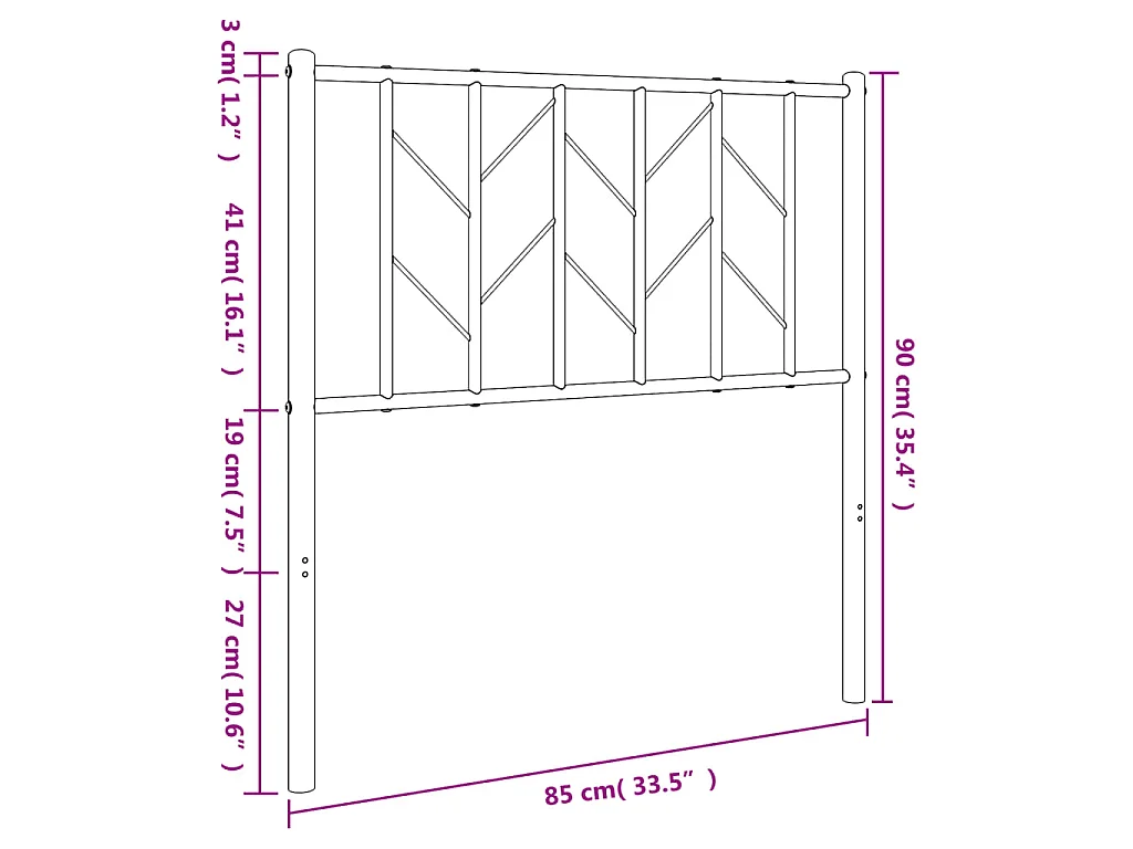 Tête de lit de remplacement métal blanc 80 cm