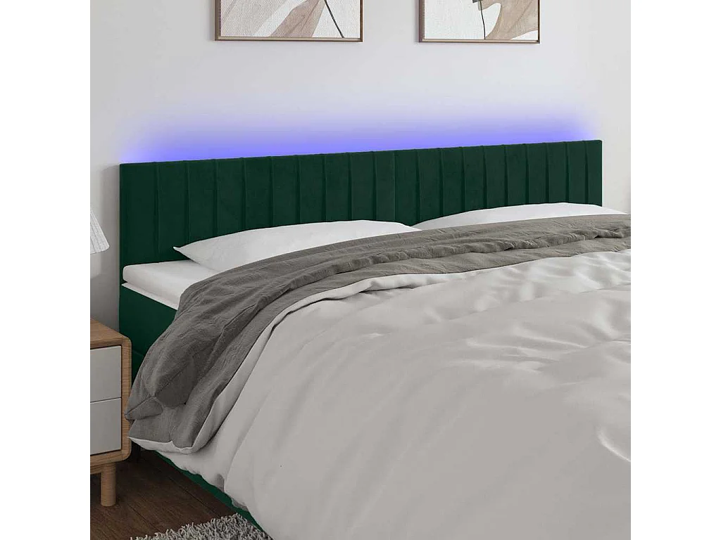 Testiera a LED Verde Scuro 160x5x78/88 cm in Velluto