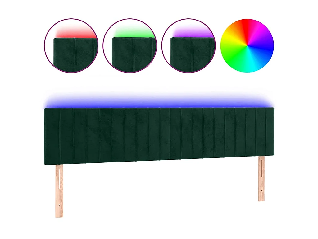 Tête de lit à LED Vert foncé 160x5x78/88 cm Velours