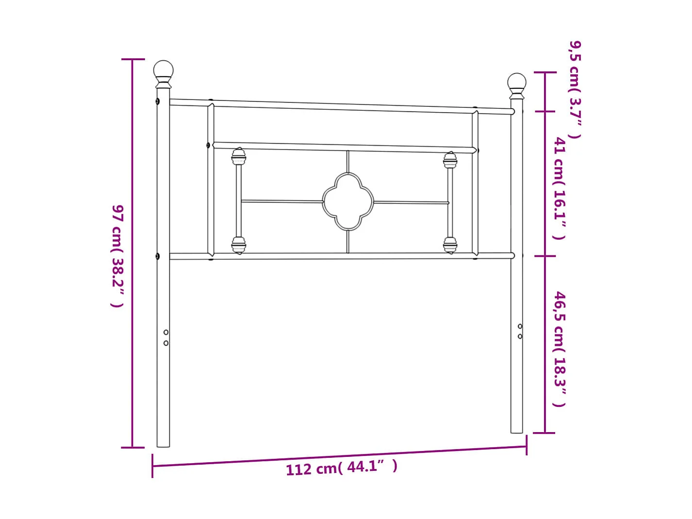 Ersatz-Kopfteil Metall Weiß 107 cm