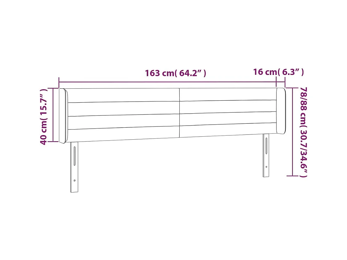 Hoofdbord LED 163x16x78/88 cm stof blauw