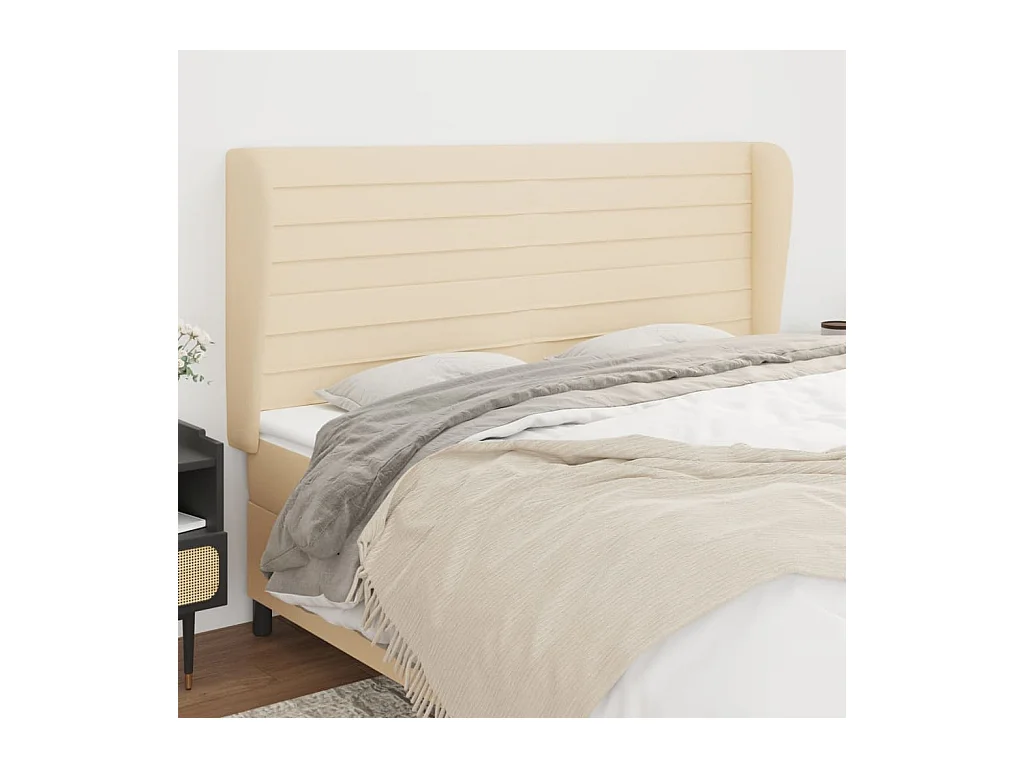 Tête de lit avec oreilles Crème 163x23x118/128 cm Tissu