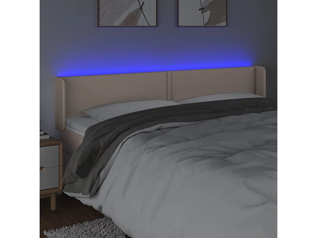 LED Kopfteil Cappuccino-Braun 183x16x78/88 cm Kunstleder