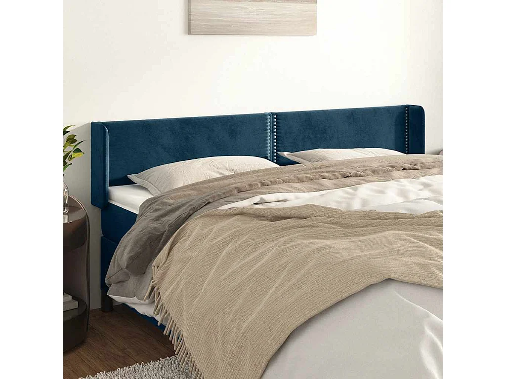 Testiera ad Orecchio Blu Scuro 163x16x78/88 cm in Velluto