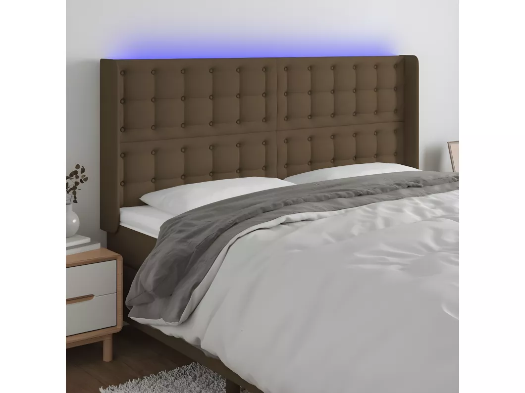 Kauf Unique LED Kopfteil Dunkelbraun 163x16x118/128 cm Stoff