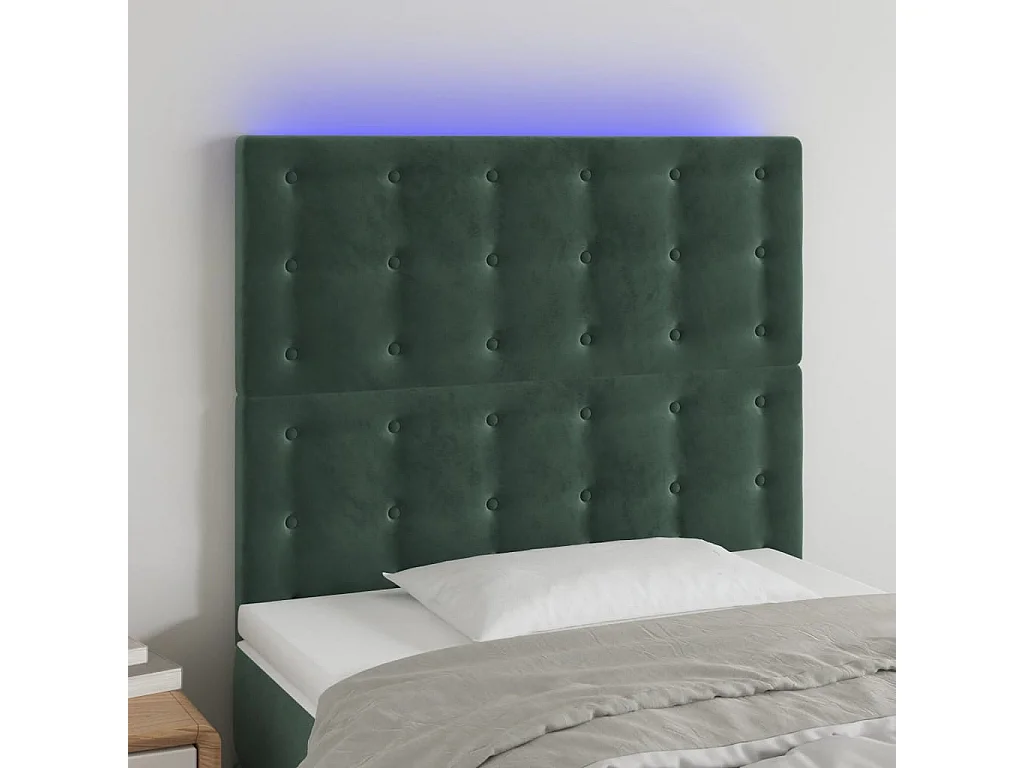 Tête de lit à LED Vert foncé 80x5x118/128 cm Velours