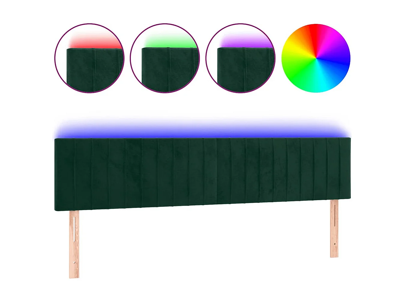 Tête de lit à LED Vert foncé 180x5x78/88 cm Velours
