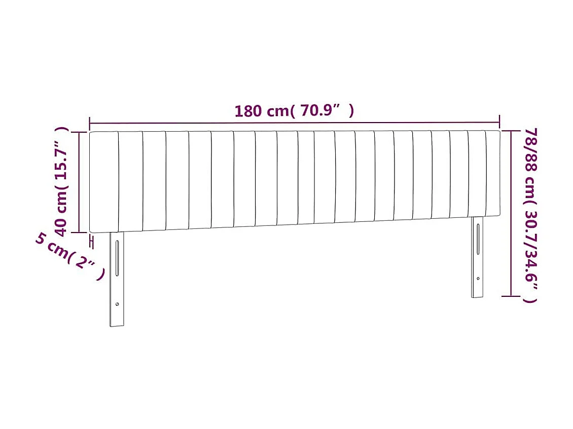 Tête de lit à LED Vert foncé 180x5x78/88 cm Velours