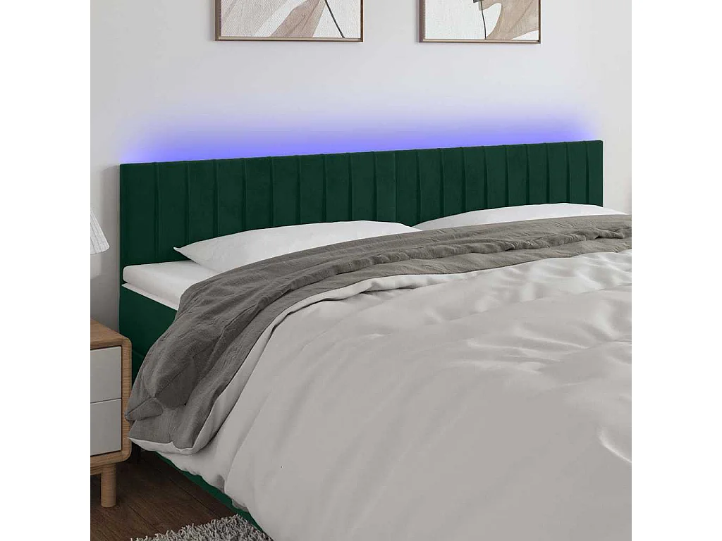 Tête de lit à LED Vert foncé 180x5x78/88 cm Velours