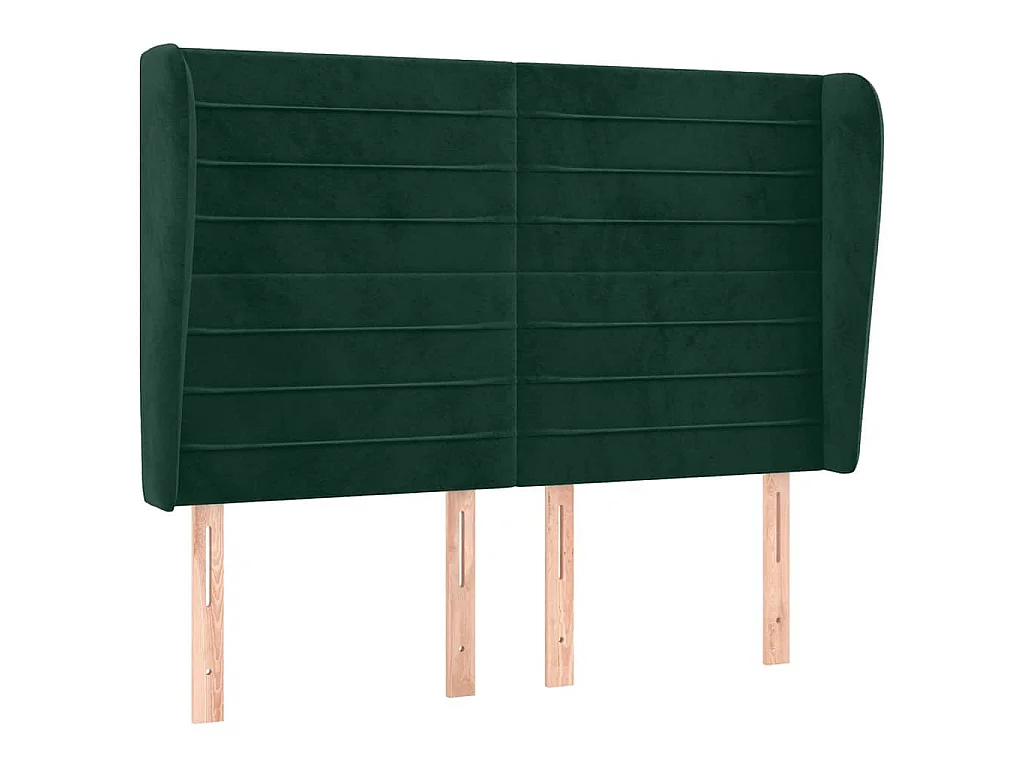 Tête de lit avec oreilles Vert foncé 147x23x118/128 cm Velours
