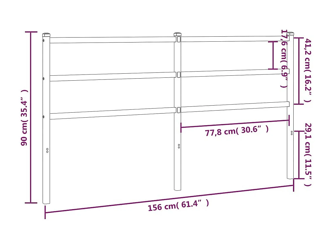 Vervangend hoofdbord 150 cm metaal wit