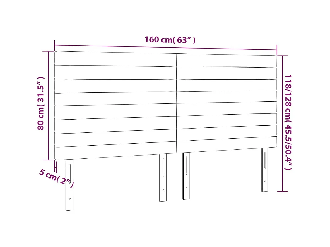 Tête de lit à LED Marron foncé 160x5x118/128 cm Tissu