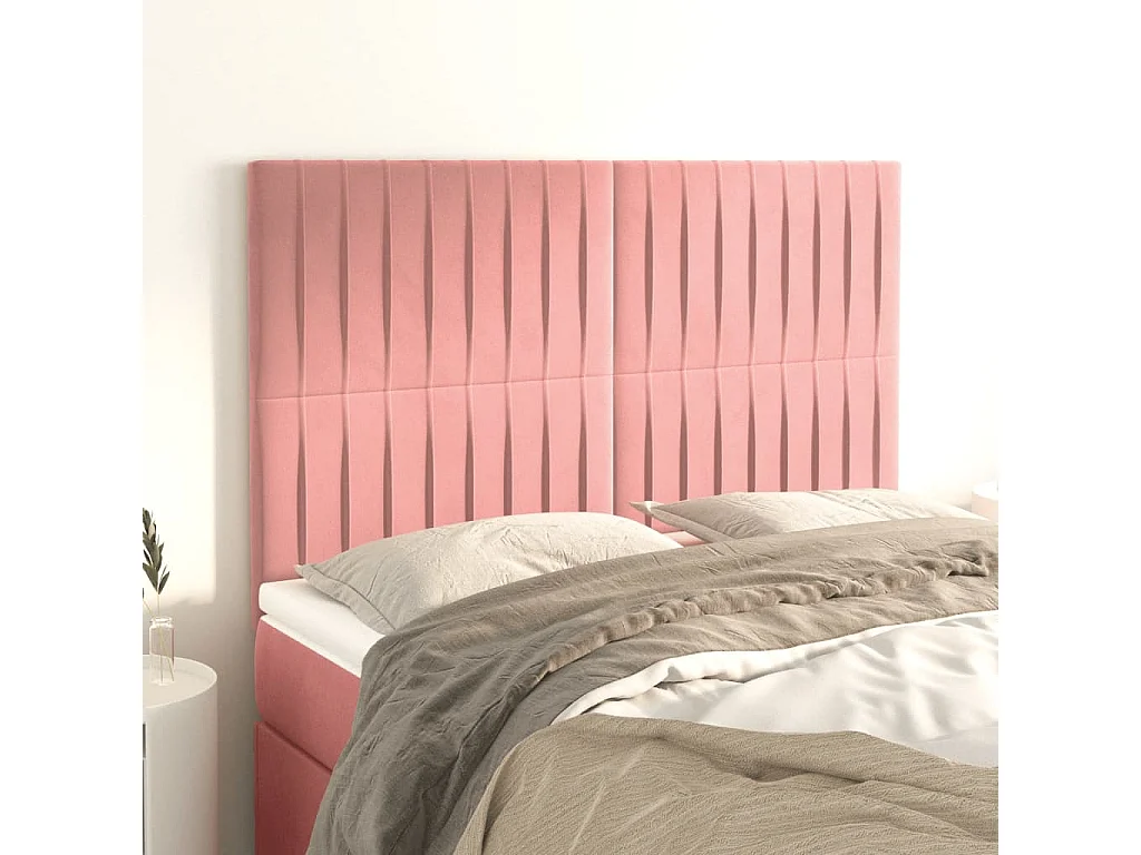 Hoofdbord roze 144x5x118/128 cm fluweel