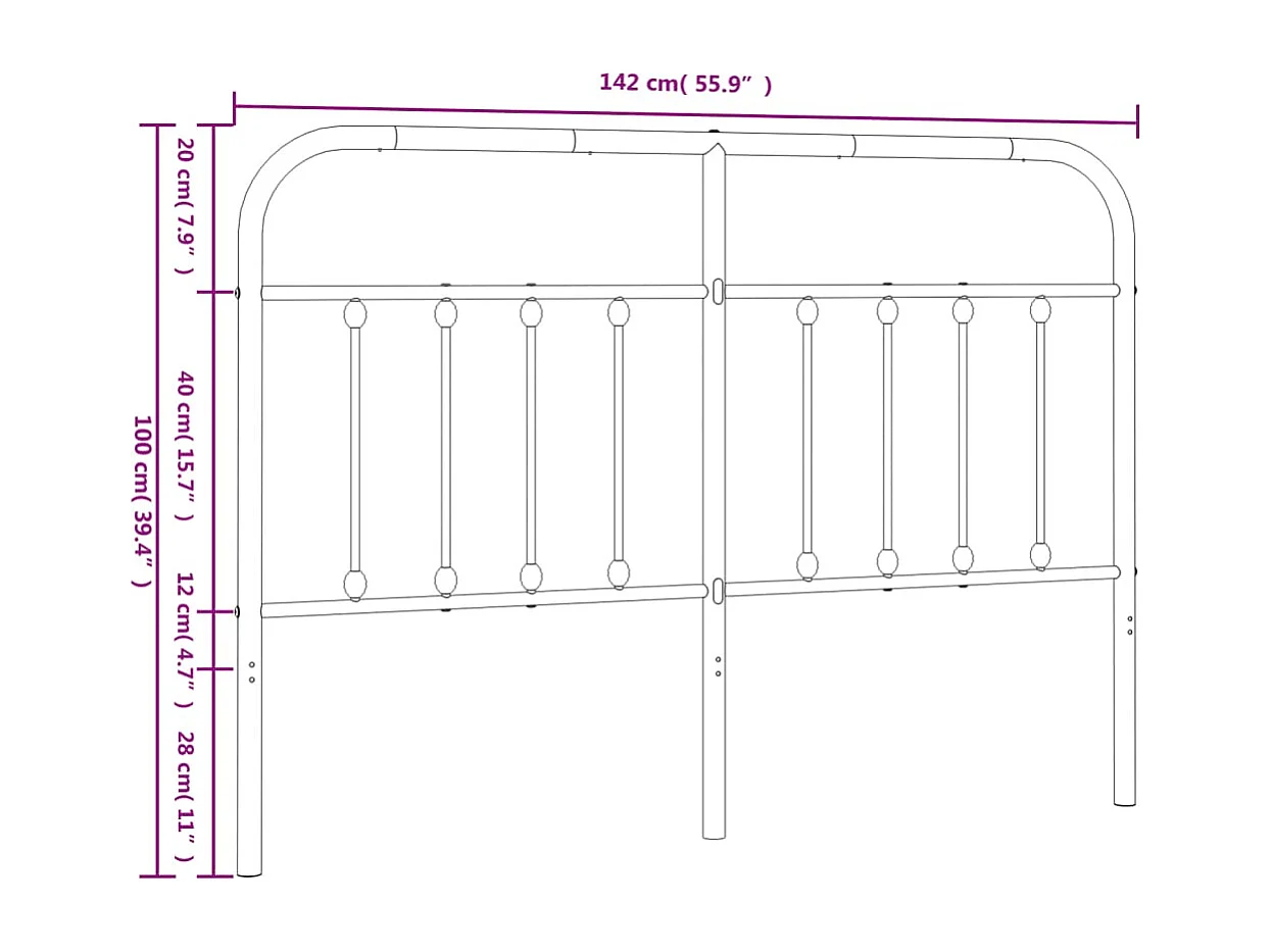 Testiera di Ricambio in Metallo Bianco 135 cm