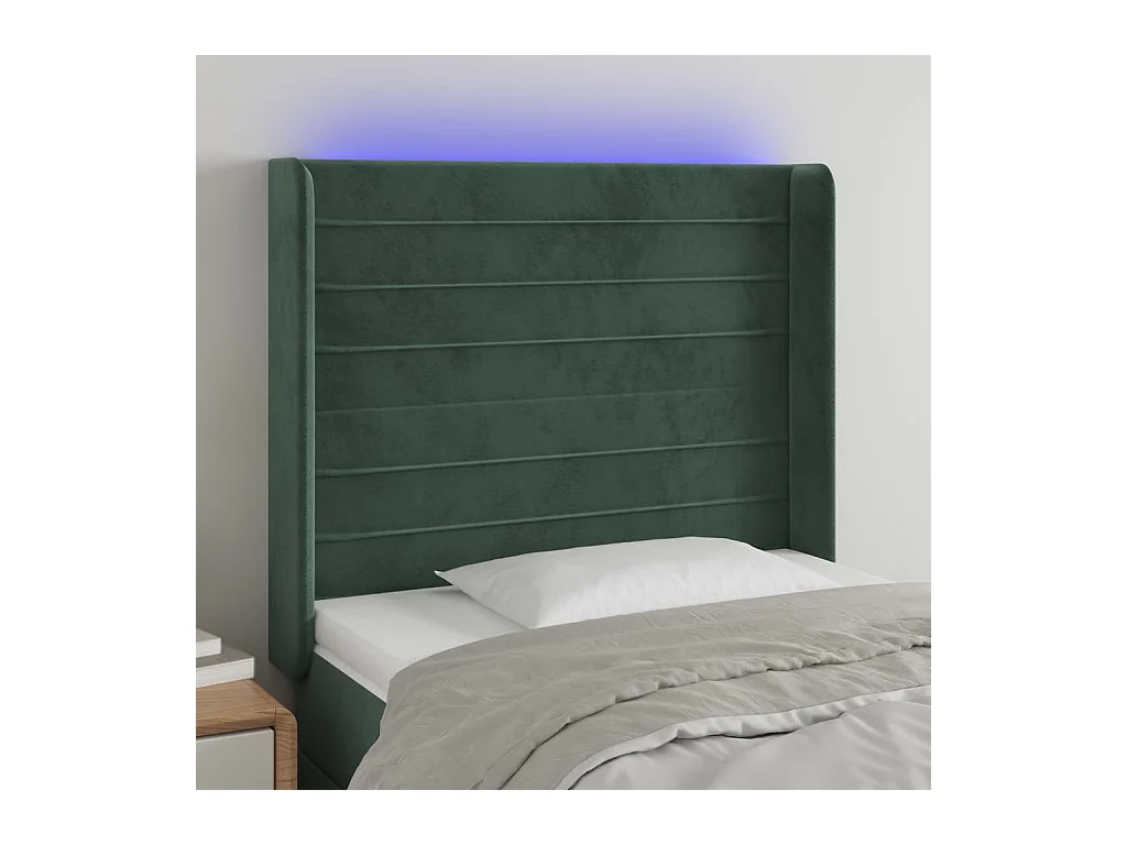 Tête de lit à LED Vert foncé 83x16x118/128 cm Velours