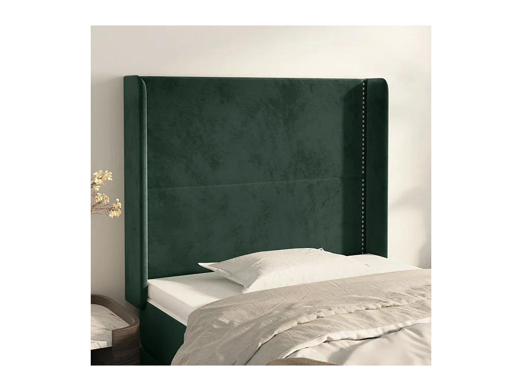 Hoofdbord met randen 83x16x118/128 cm fluweel groen