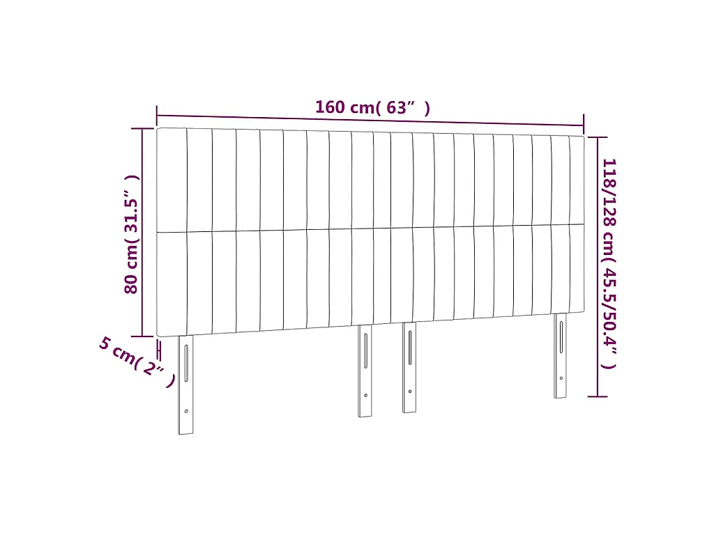 Tête de lit marron foncé 160 x 5 x 118/128 cm Tissu