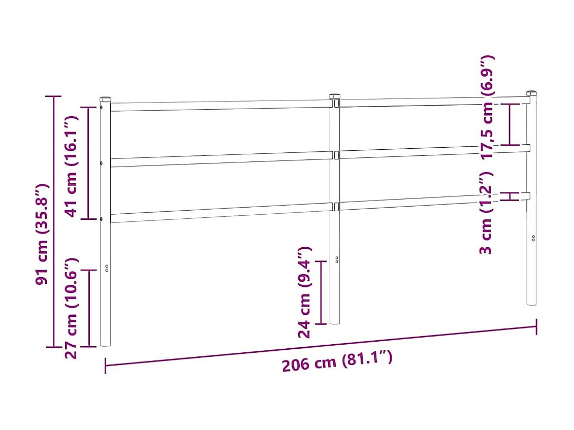 Tête de lit de remplacement métal blanc 200 cm
