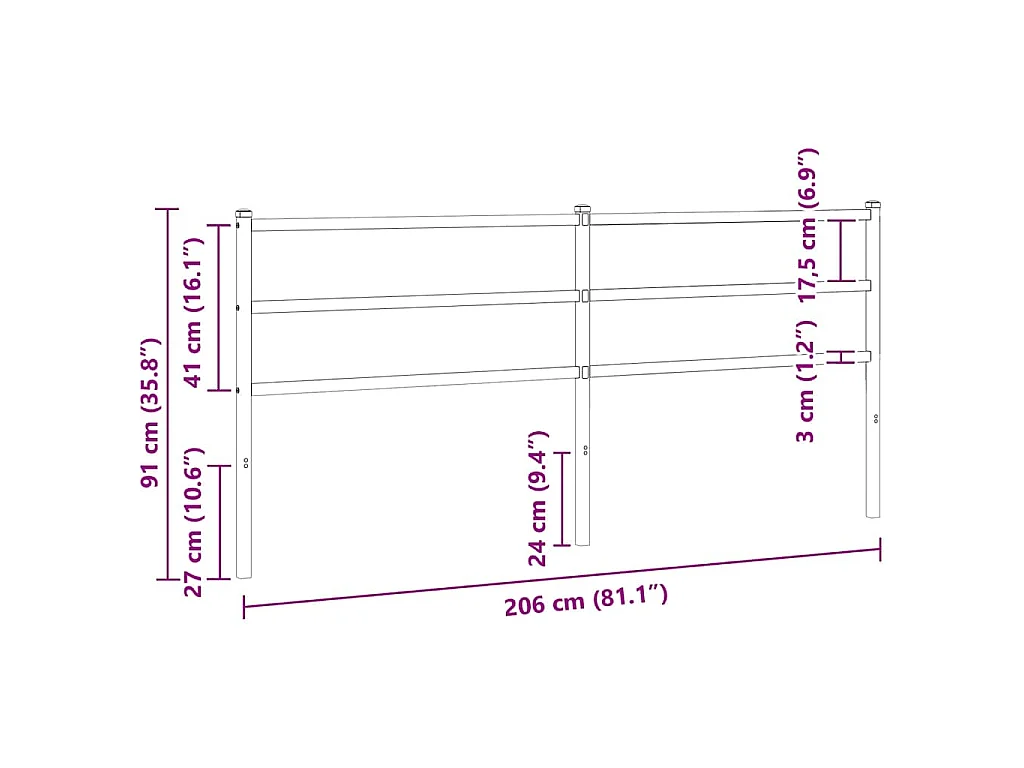 Tête de lit de remplacement métal blanc 200 cm