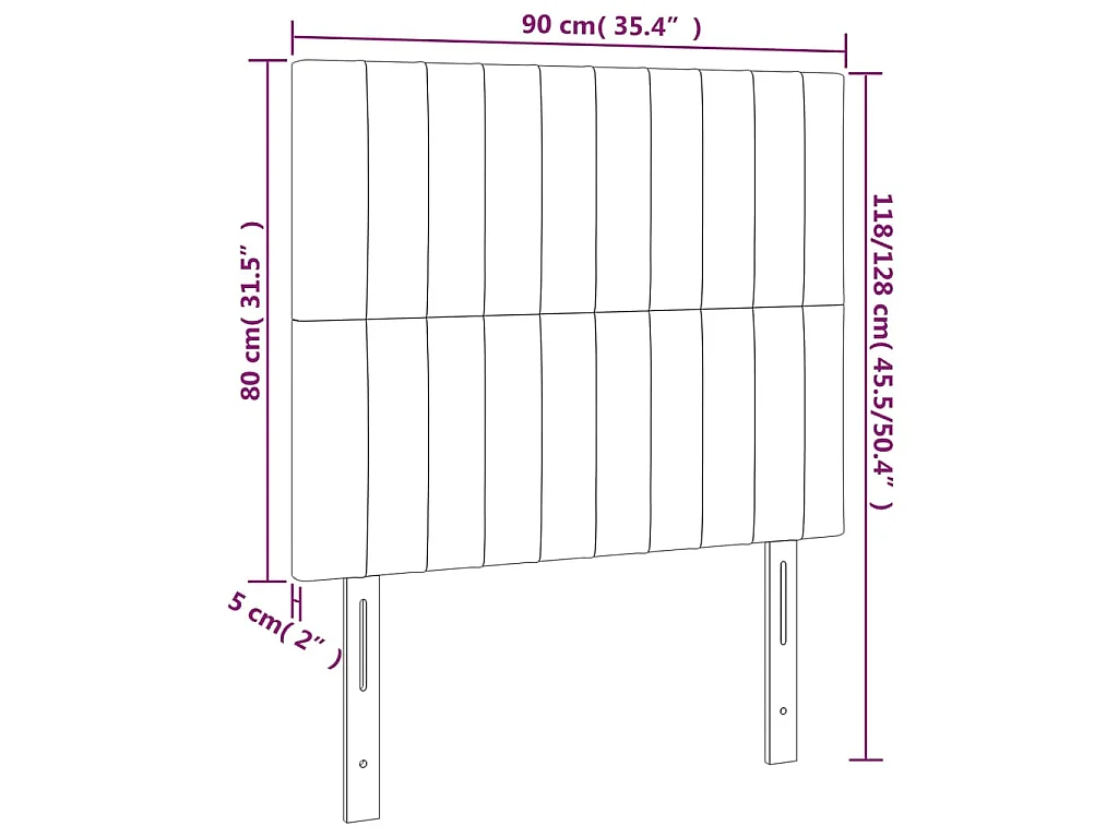 Hoofdbord LED 90x5x118/128 cm fluweel roze