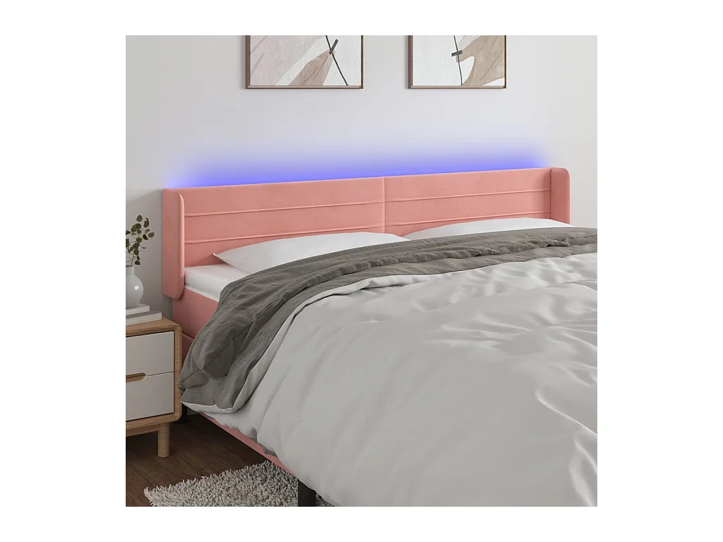 Testiera a LED Rosa 183x16x78/88 cm in Velluto