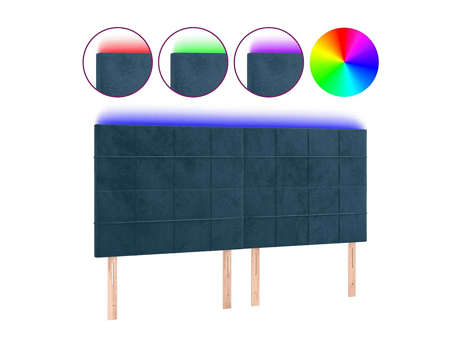 Tête de lit à LED Bleu foncé 160x5x118/128 cm Velours