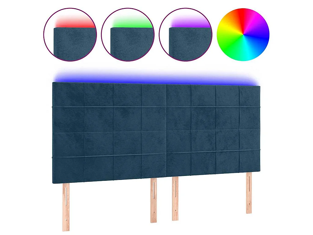 LED Kopfteil Dunkelblau 160x5x118/128 cm Samt