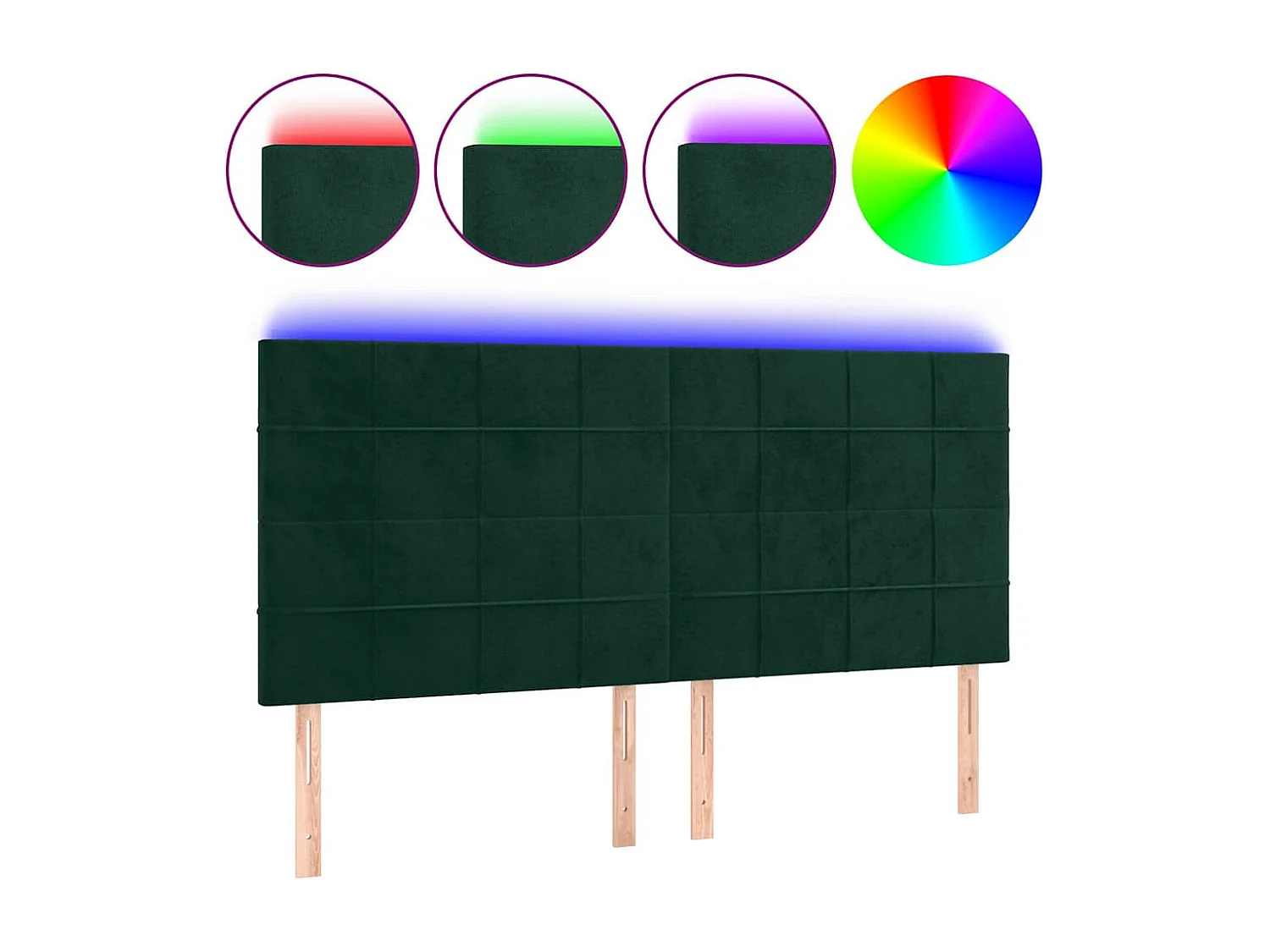 Tête de lit à LED Vert foncé 160x5x118/128 cm Velours