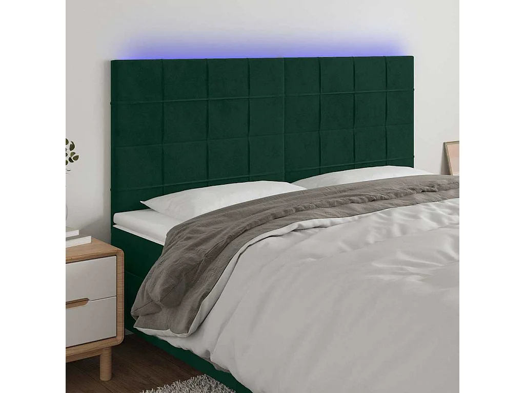 Tête de lit à LED Vert foncé 160x5x118/128 cm Velours