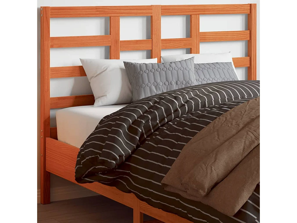 Tête de lit cire marron 135 cm bois massif de pin