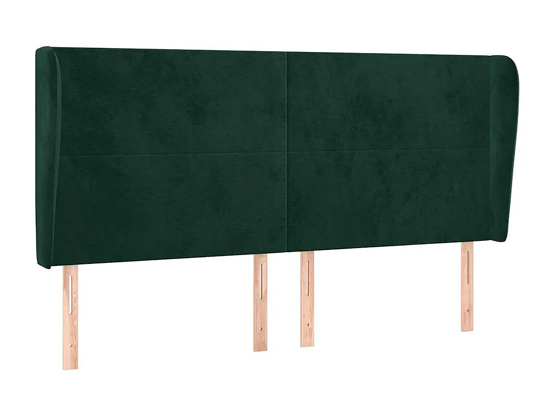 Tête de lit avec oreilles Vert foncé 163x23x118/128 cm Velours