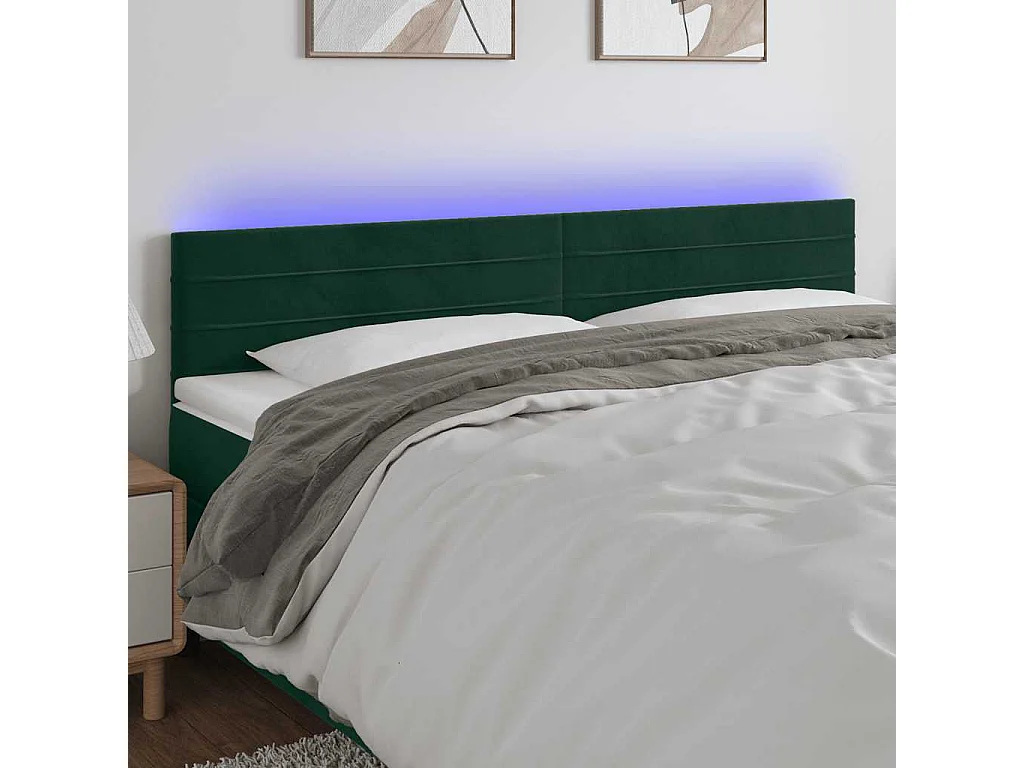 LED Kopfteil Dunkelgrün 160x5x78/88 cm Samt
