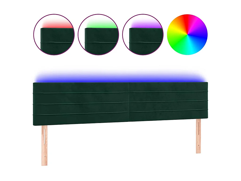 Tête de lit à LED Vert foncé 160x5x78/88 cm Velours
