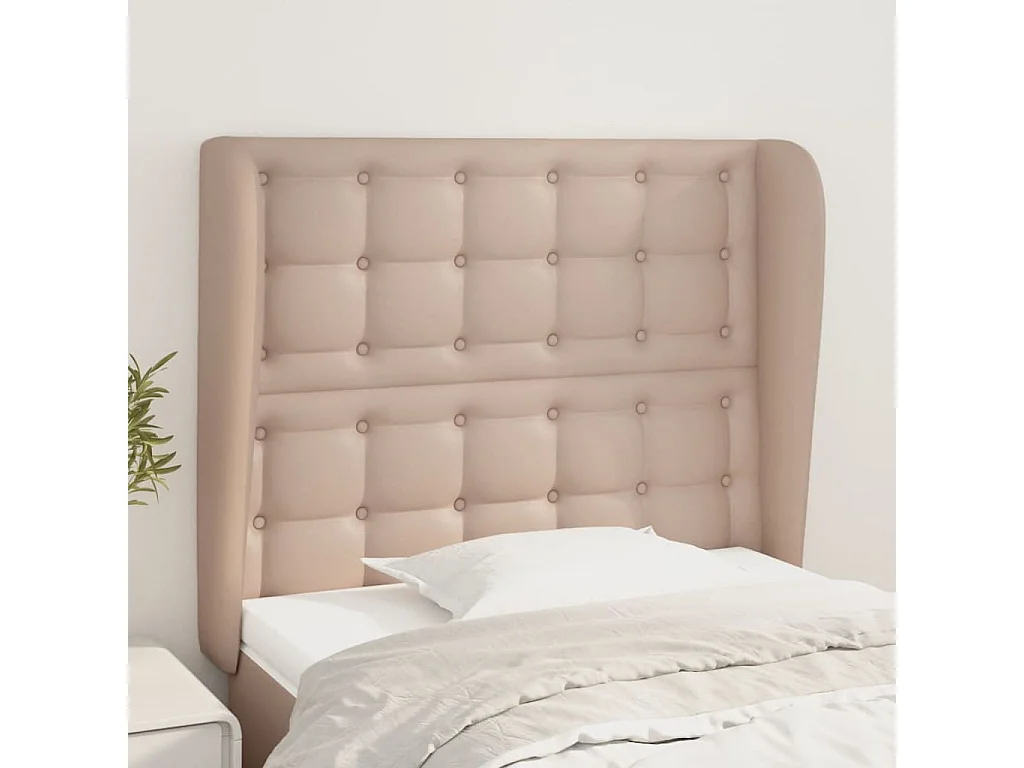 Cabeceira cama c/ abas couro artif. 93x23x118/128 cm cappuccino