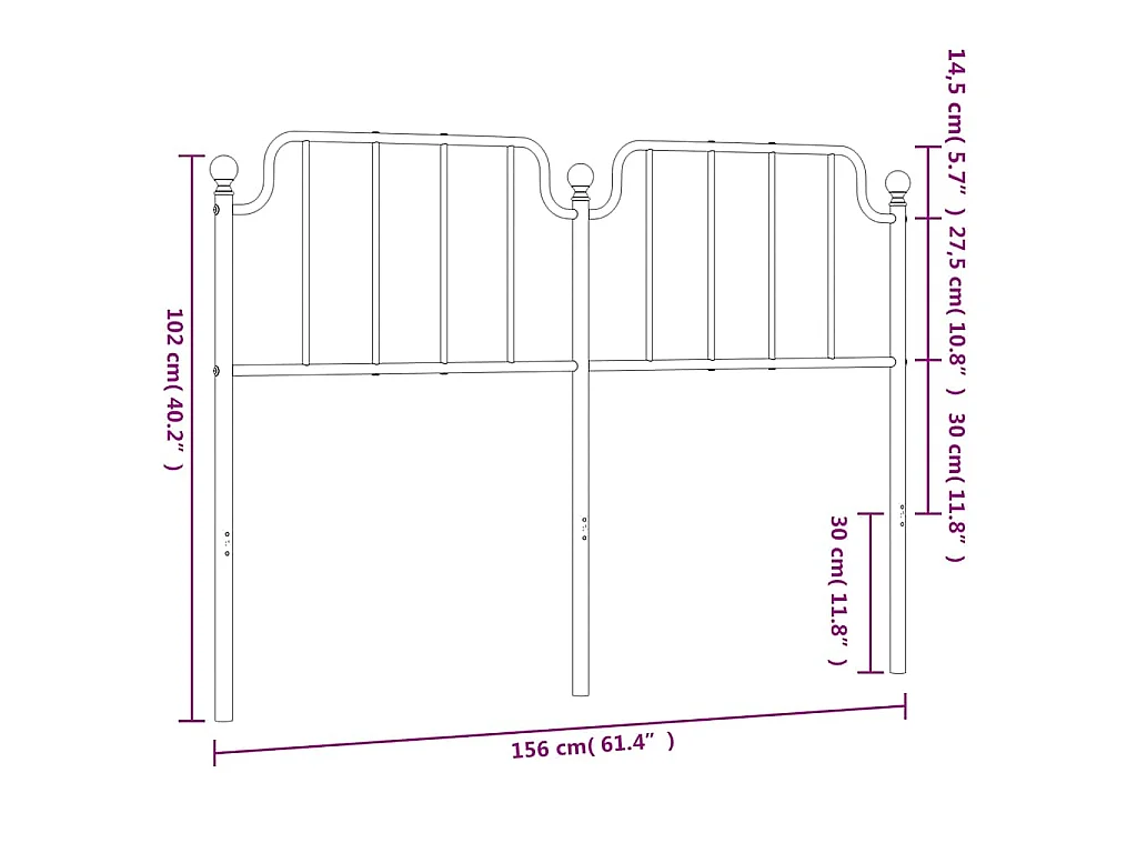Testiera di Ricambio in Metallo Bianco 150 cm