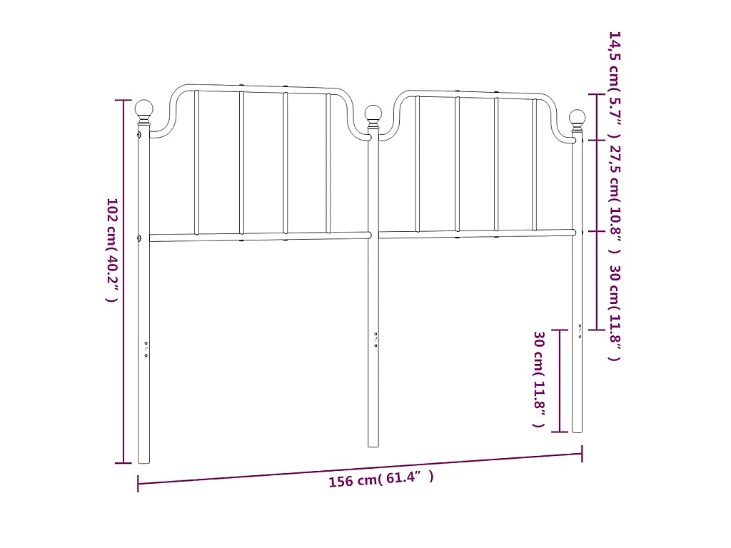 Testiera di Ricambio in Metallo Bianco 150 cm
